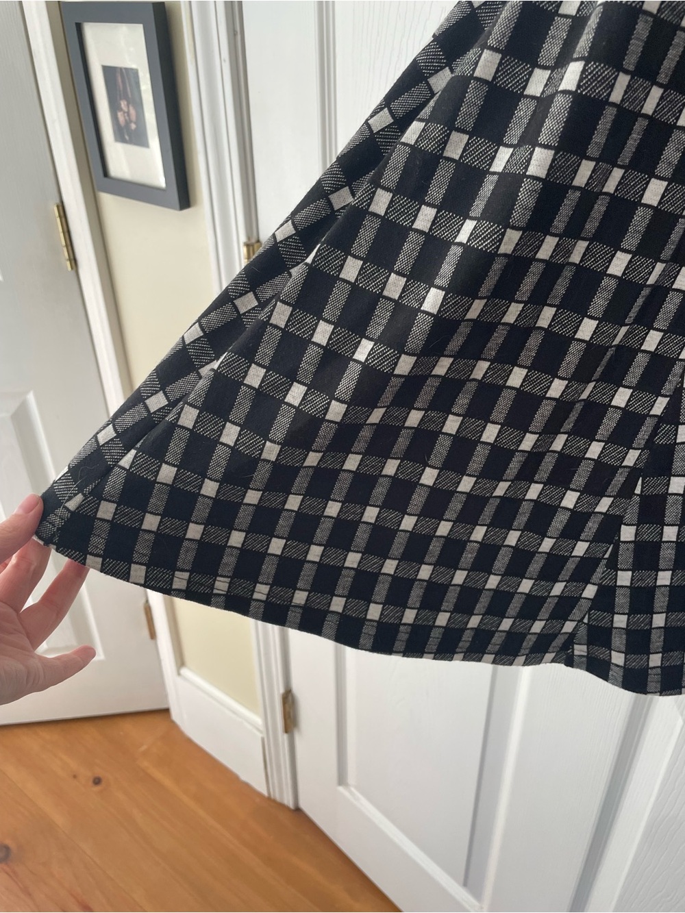 Checked Black and White Midi Dress - Classic Fit